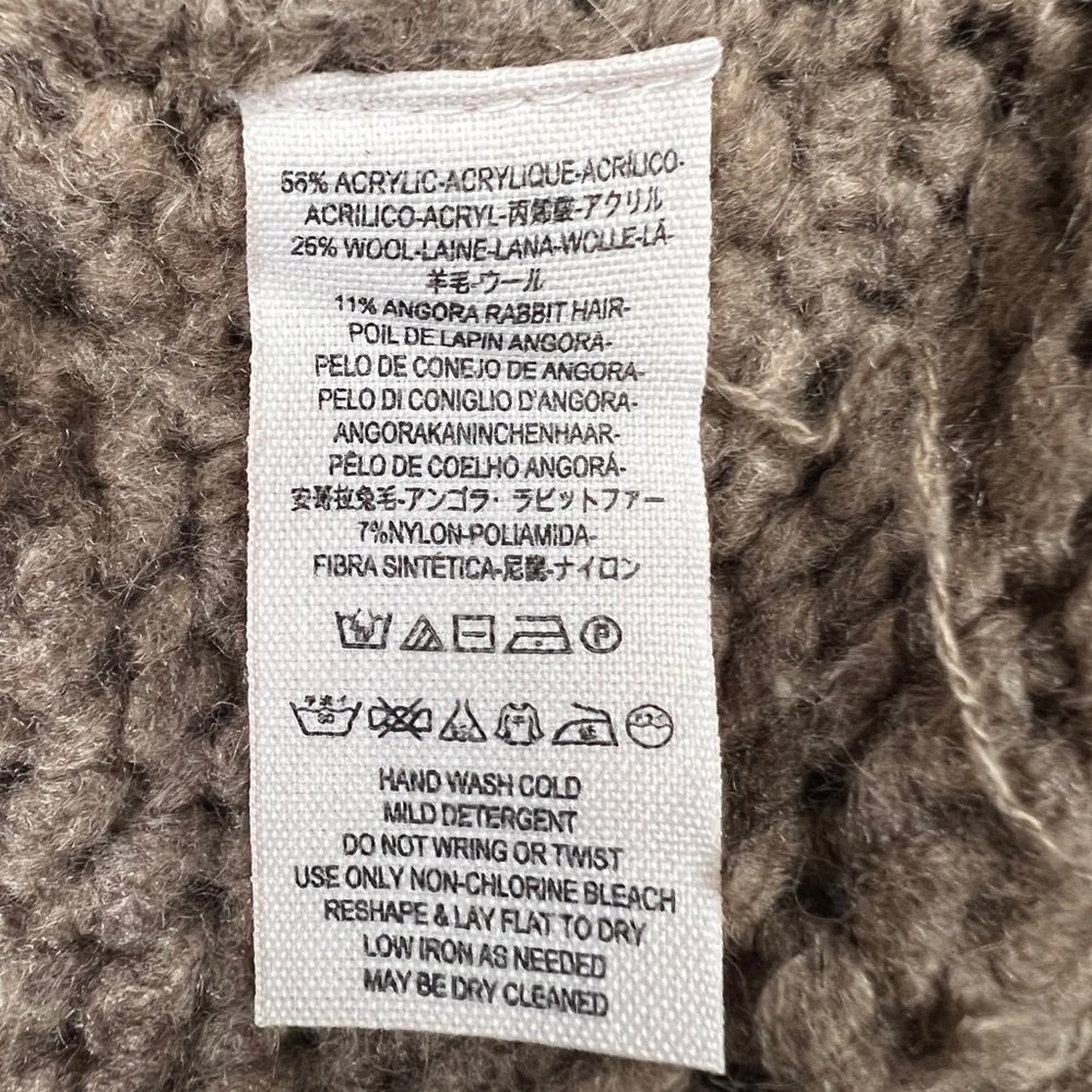Free People Sweater Womens XS Brown Tan Chunky Knit Relaxed Crew Neck 3/4 Sleeve - Picture 6 of 9